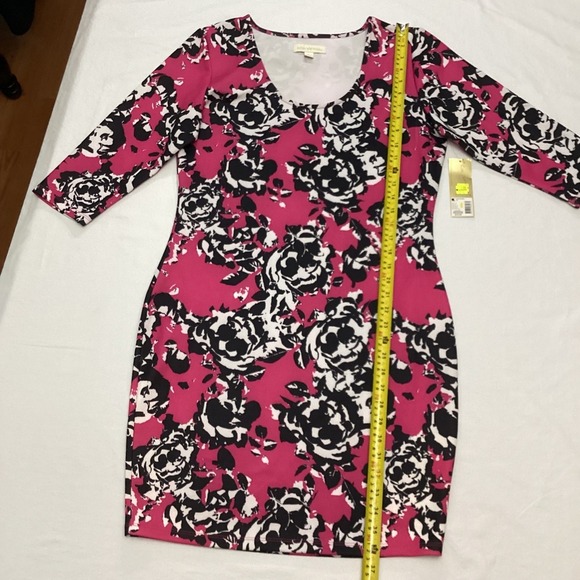 NWT Nicki Minaj Pink Floral Bodycon Dress 3/4 Sleeve Career Party L - Picture 8 of 8